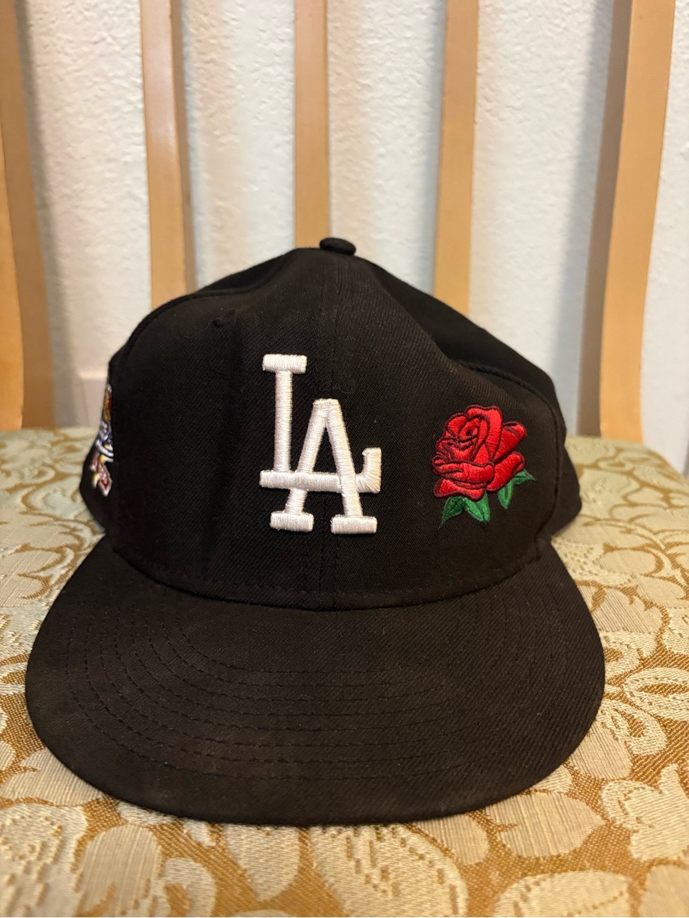 New Era Black Snapback Los Angeles Dodgers MLB 100th with Red Rose